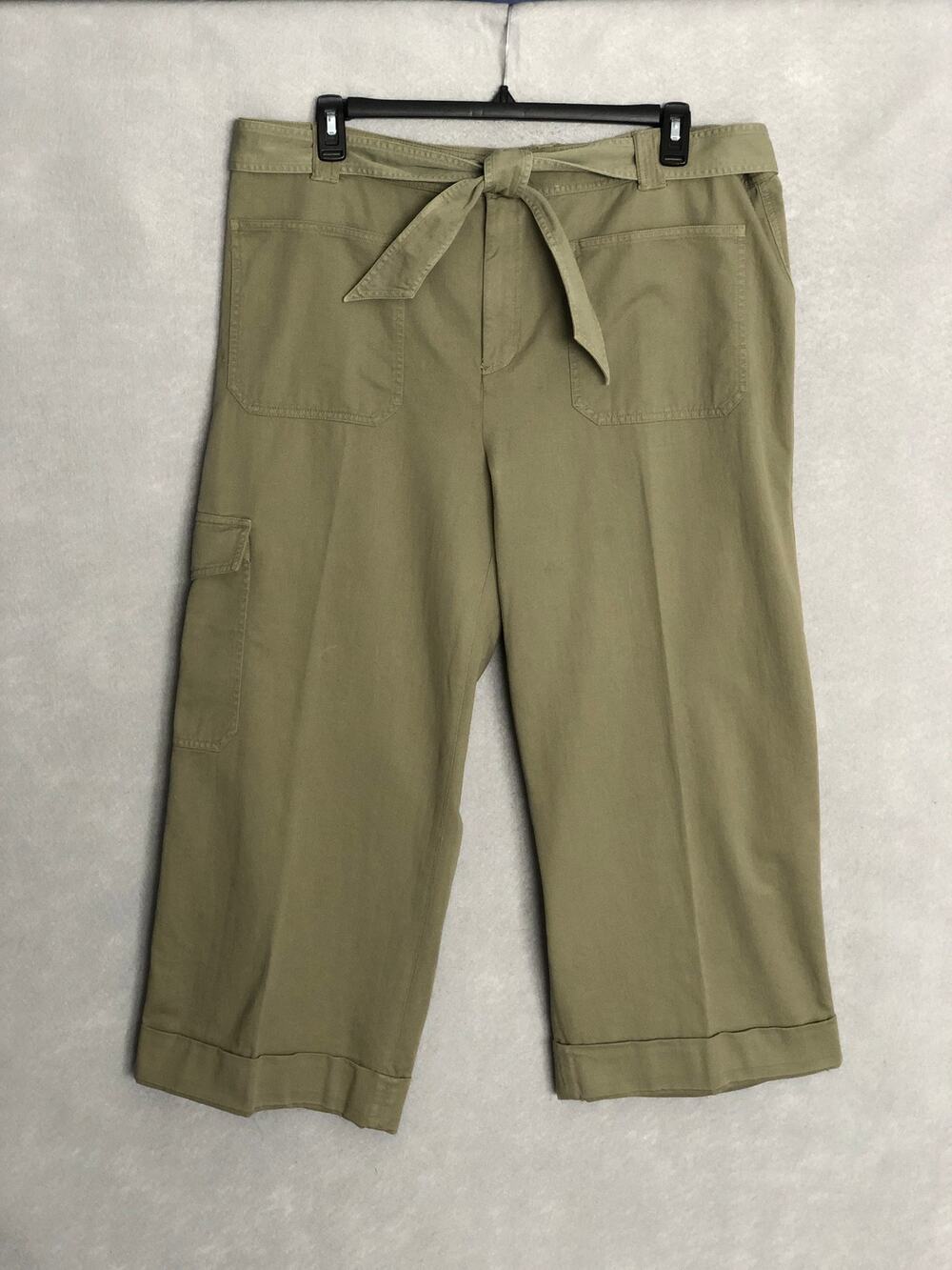 Lauren Ralph Lauren Cargo Pants Cotton Twill Wide Leg Green Women's 20W NEW